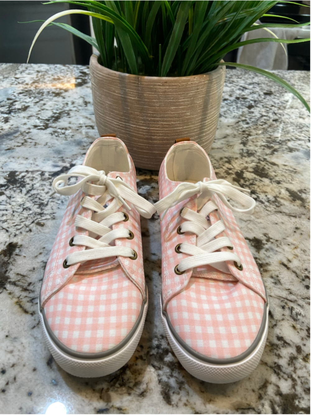 Marley Lilly pink and white monogrammed sneakers (LMF) size 9